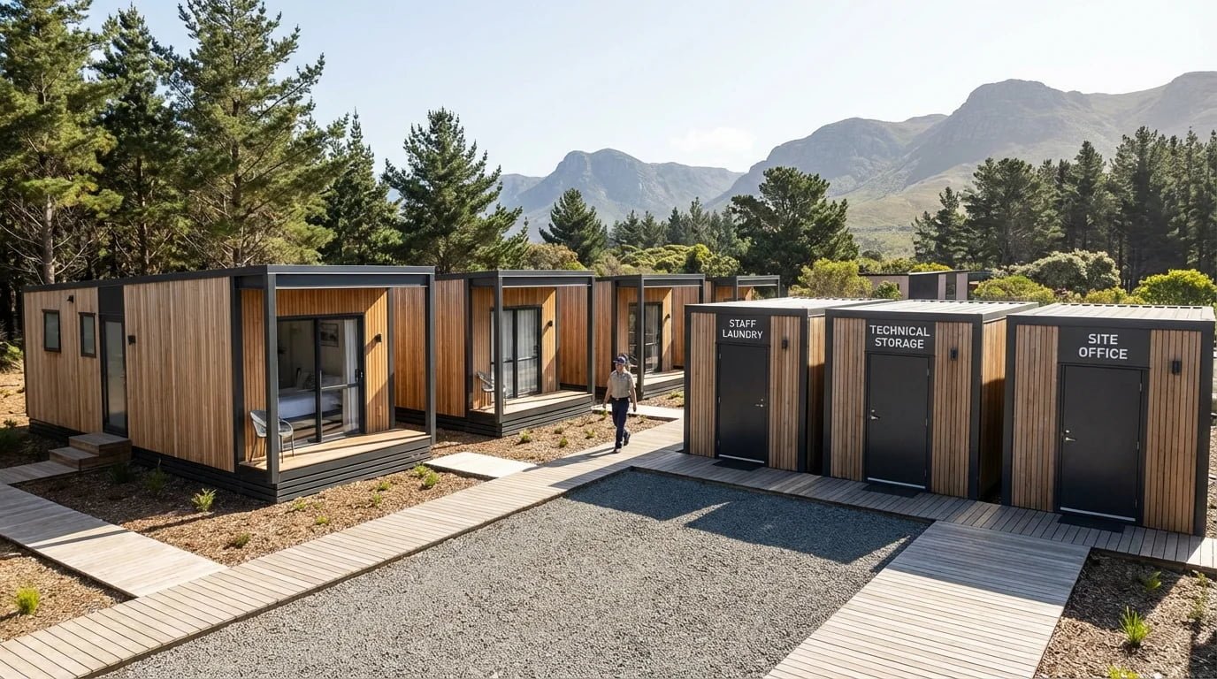 Staff housing and utility pods layout